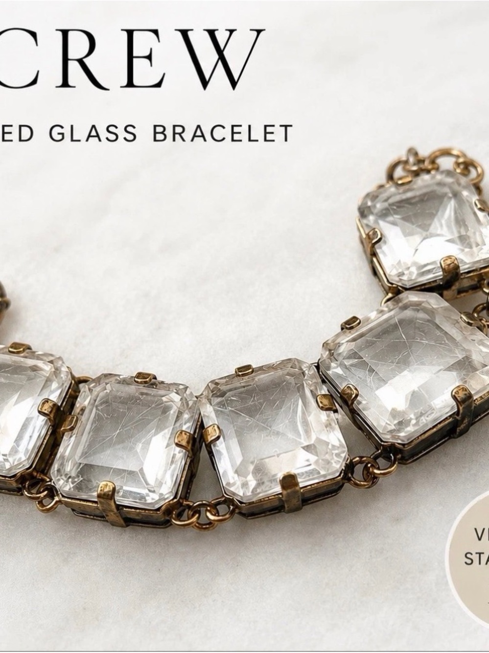 J. Crew Gold-Tone Bracelet with Clear Faceted Stones